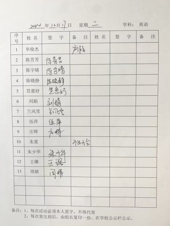 签到表